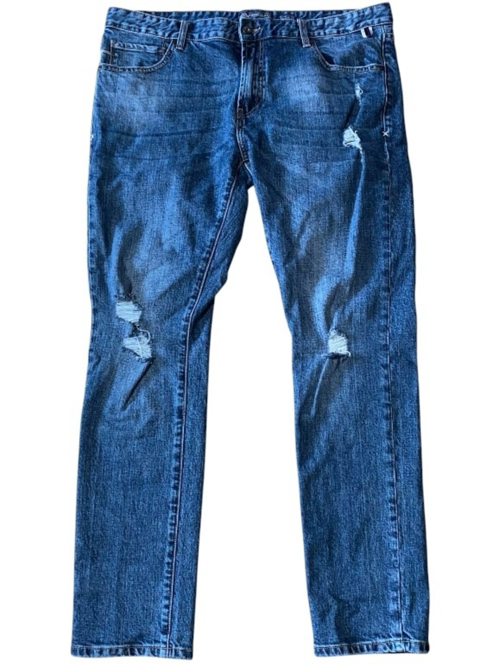 American Rag Industrial Day Men's Blue Distressed Straight Denim Jeans 36x32 (L)